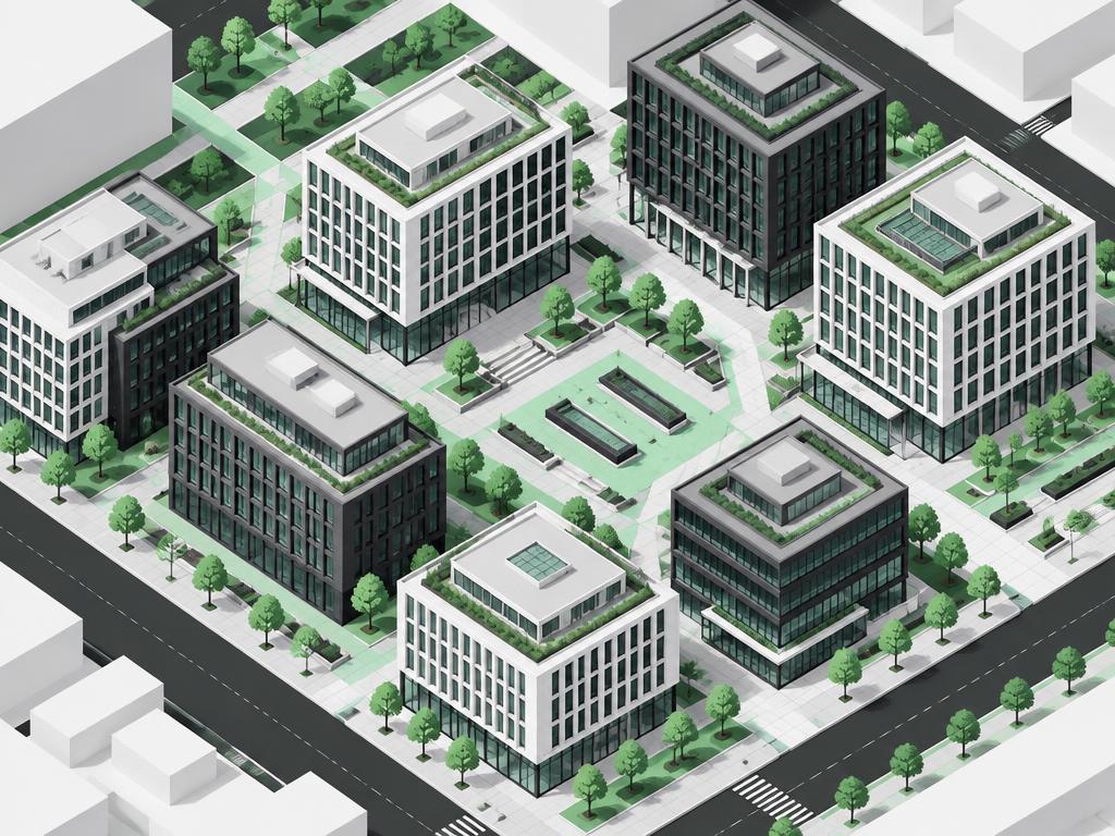 Conceptuele verbeelding van een compacte kantooromgeving